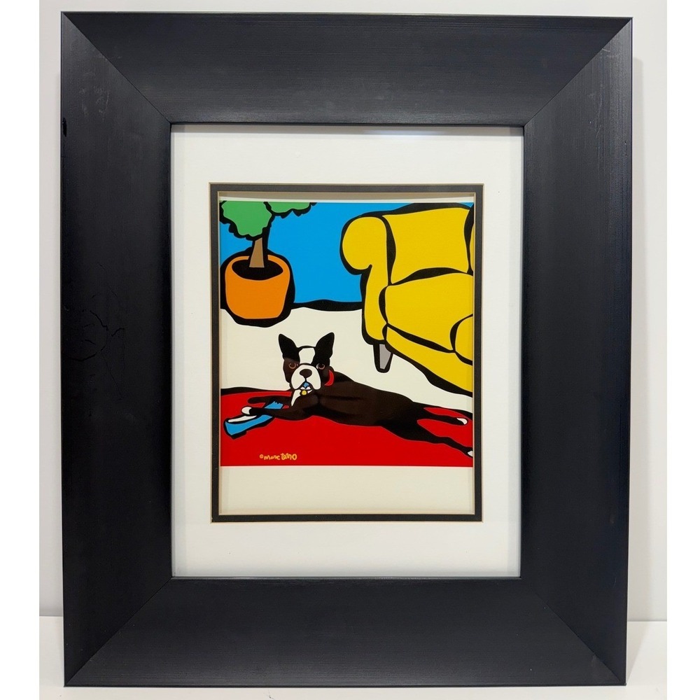 Marc Tetro Boston Terrier Framed Art Print Pop Art Dog Decor 19"x16" Black Frame